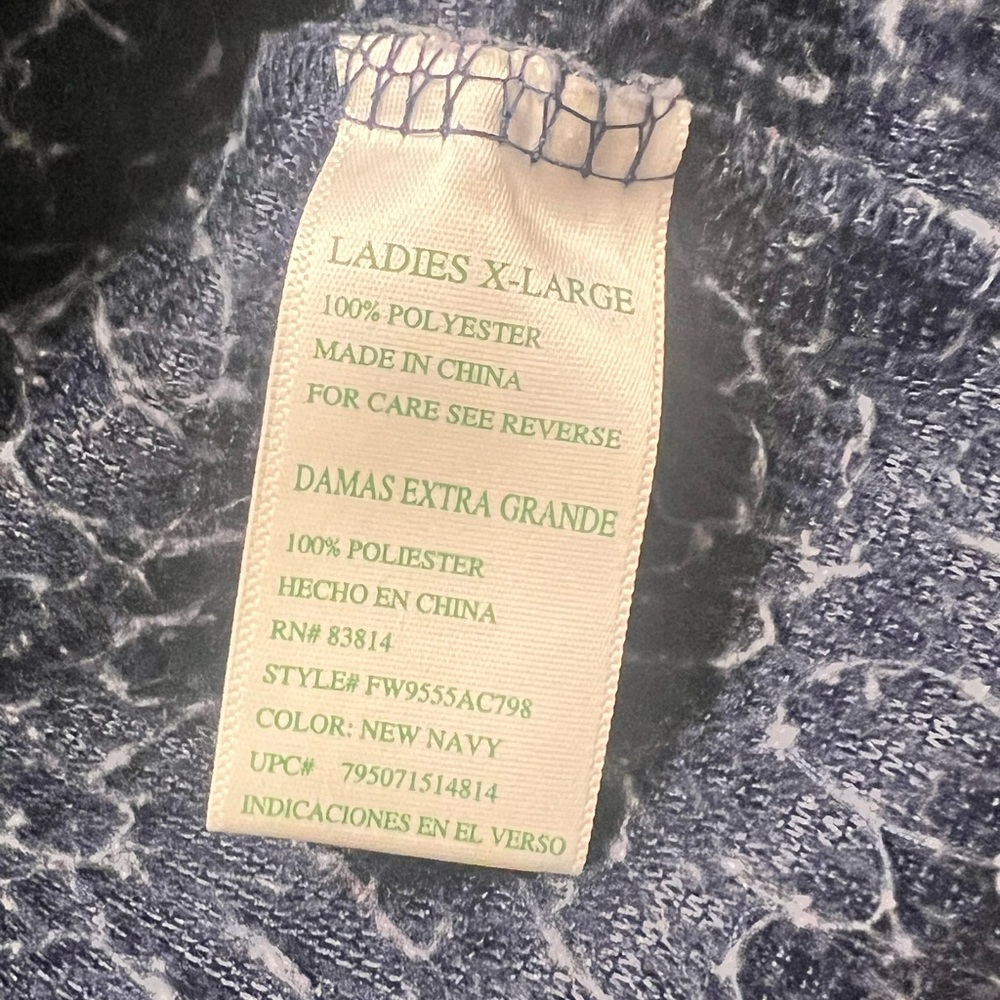 GreenTea Navy Gray and Cream Teddy pullover XL - Picture 5 of 5